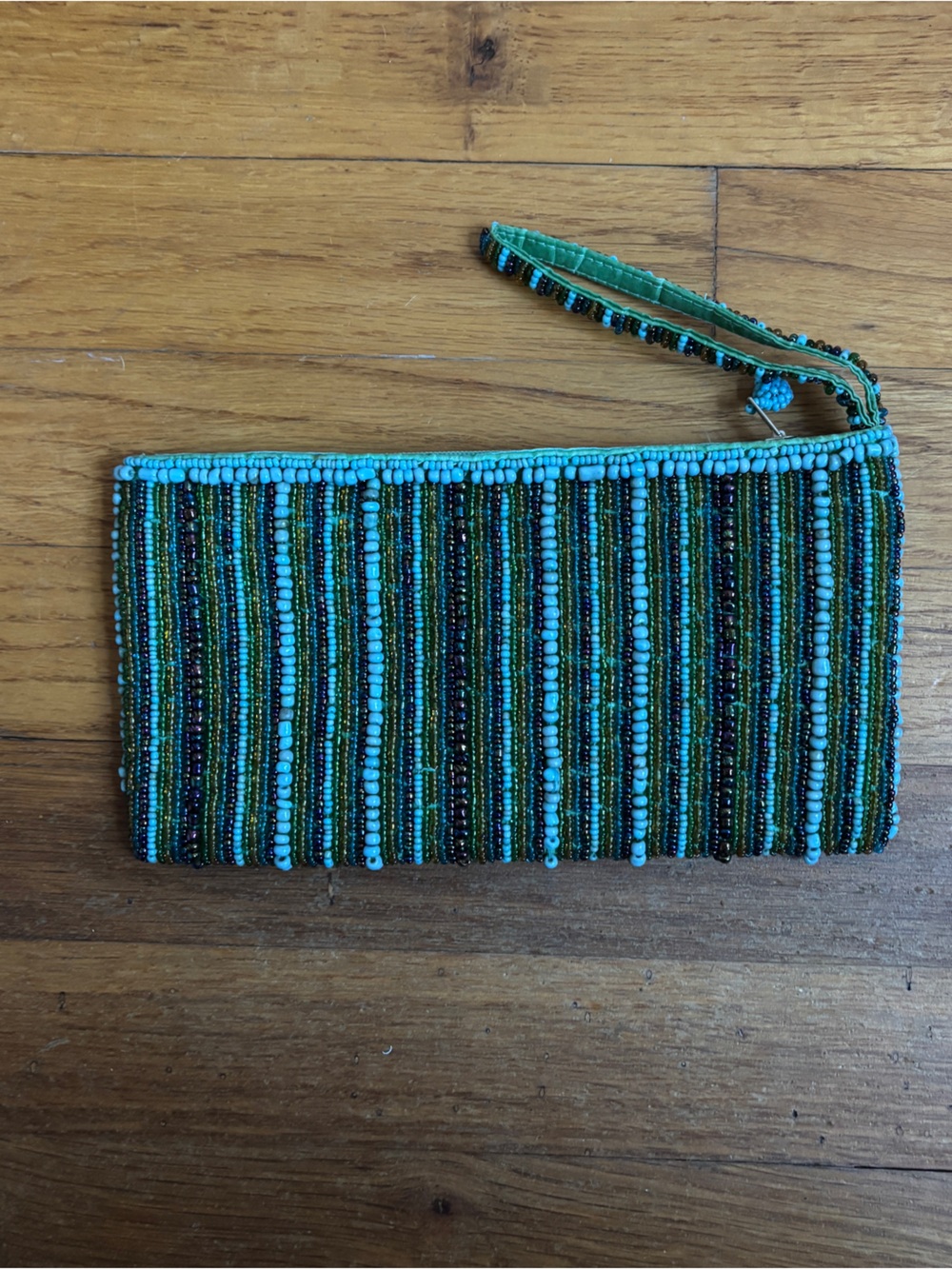 Beaded Wristlet Clutch in Turquoise and Green